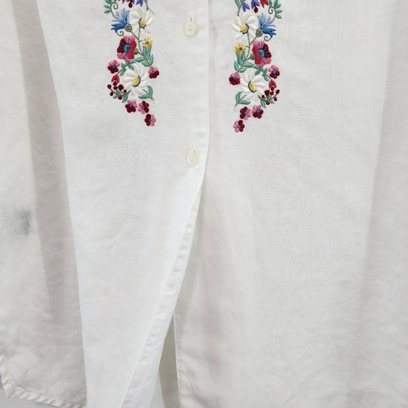 Lauren Ralph Lauren Women's 100% Linen Embroidered Button Front Shirt - XL - Picture 5 of 6